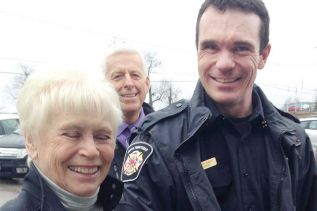L to R: volunteer Bronwen Rowlands, Mayor Vandewal, Peter Ramsay, captain of SF Fire & Rescue